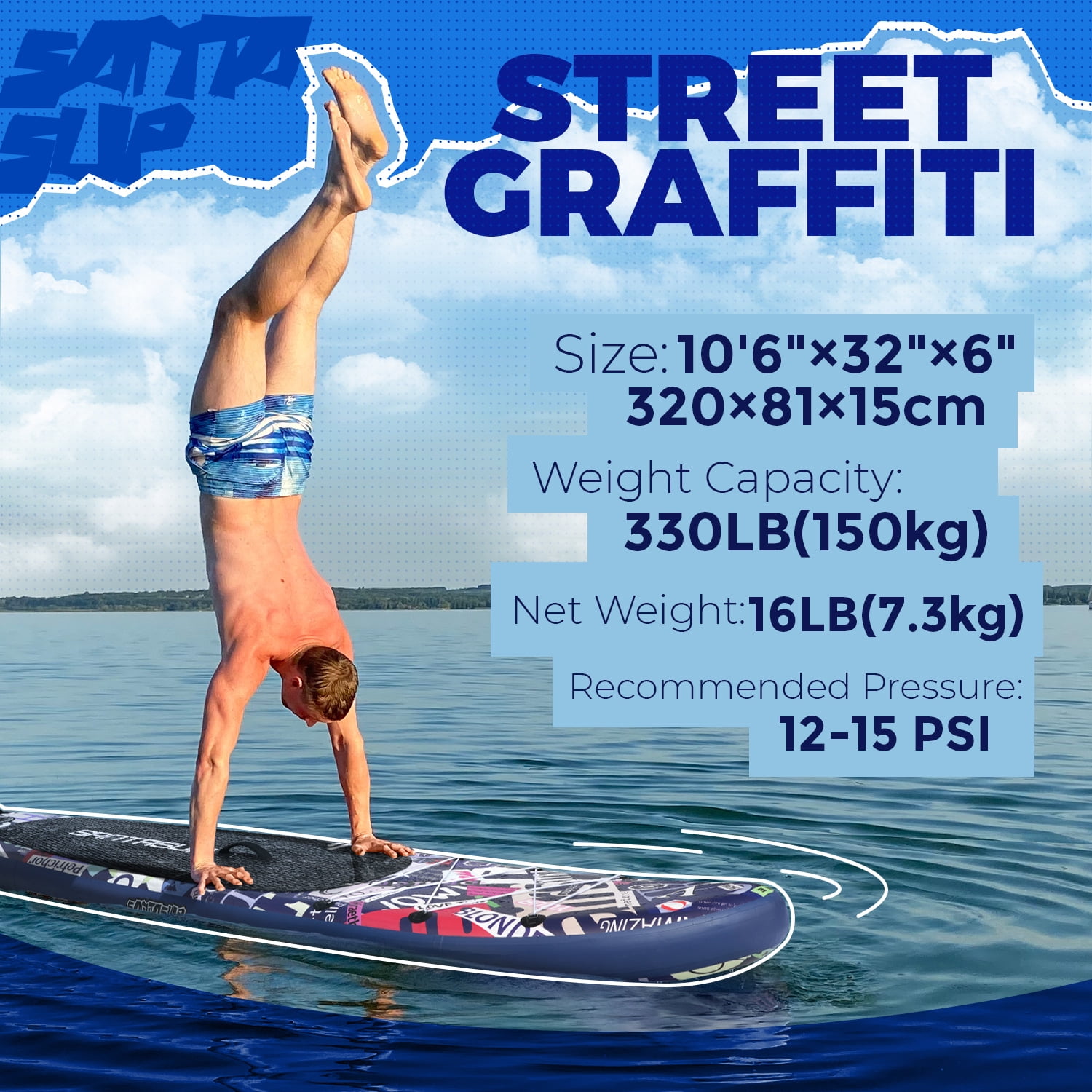 Santasup Stand Up Paddleboard, Blow Up Paddle Board Inflatable Paddle Board For Adults, Sup Board With Premium Sup Accessories, Non-Slip Deck, Adjustable Paddle, ISUP Travel Backpack