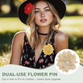 thumbnail image 4 of Uxcell 3.54 x 3.54 inch Flower Brooch Pin Hair Flower Clips Floral Brooch Fabric Handmade Hairpin Khaki, 4 of 7