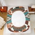 thumbnail image 5 of Feelyou Teal Aztec Bed Sheets, Brown Cow Print Patchwork King Sheets, 4-Piece, 5 of 7