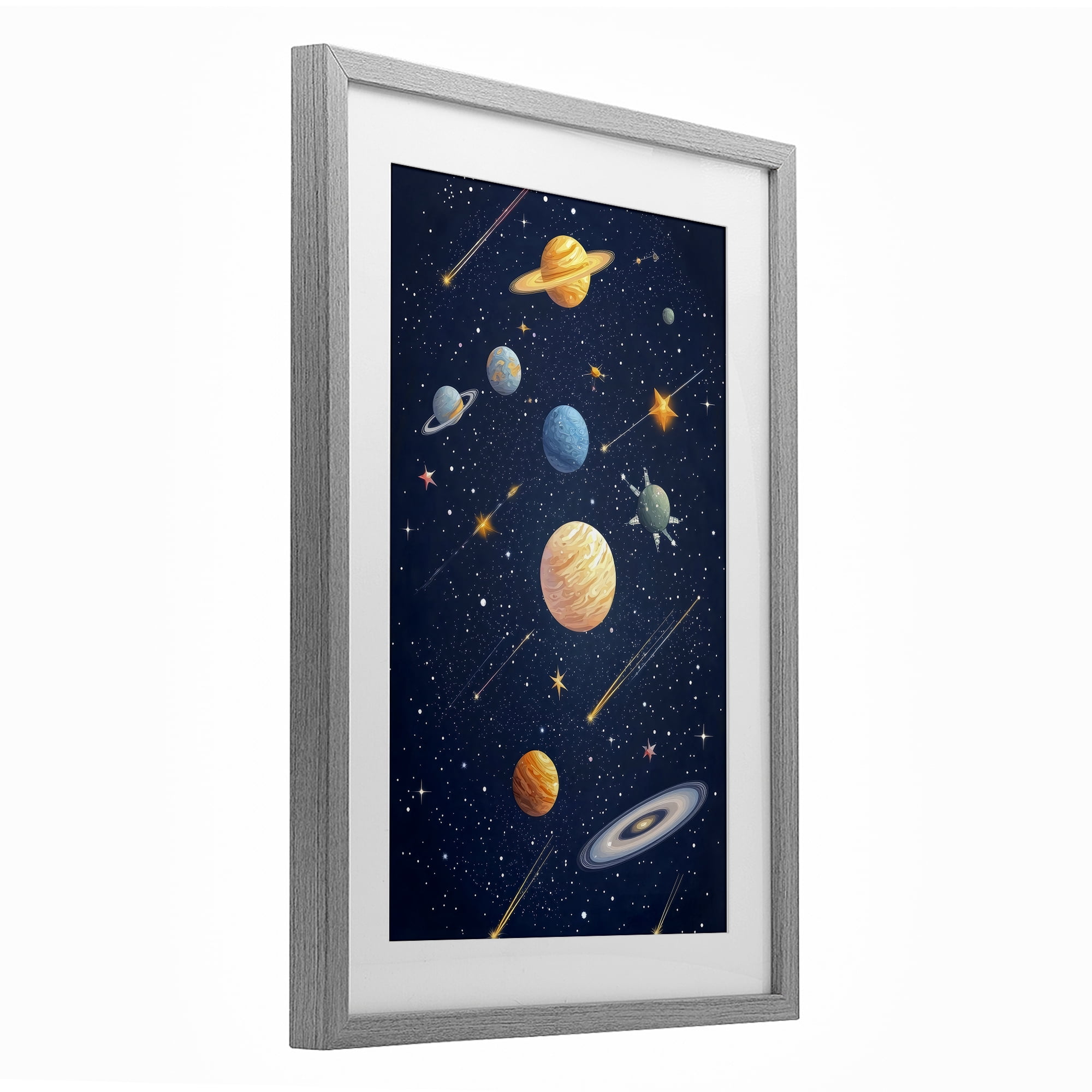 Stupell Industries The Galaxy Composition Gray Framed Print Under Glass, design by Creative Studio