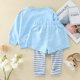 thumbnail image 3 of Gibobby Conjunto de Sudadera y Leggings de Lana A rayas + sudadera, ropa para niñas, conjuntos de pantalones deportivos, ropa para niños pequeños, 2 uds.(Azul claro,18-24 Meses), 3 of 5