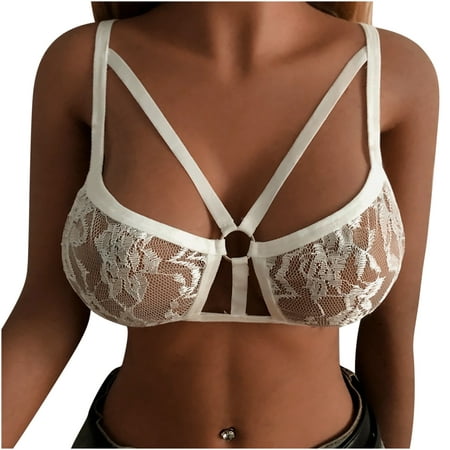

VerPetridure Sexy Lingerie for Women Plus Size Alluring Women Lace Cage Bra Elastic Cage Bra Strappy Hollow Out Bra Bustier