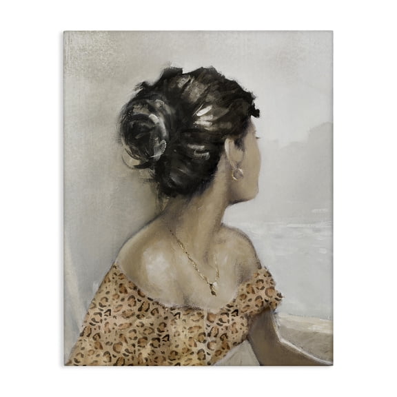 Stupell Industries Woman Looking Away Portrait Portrait Painting Wrapped Canvas Canvas Art Print Wall Art, 16 x 20