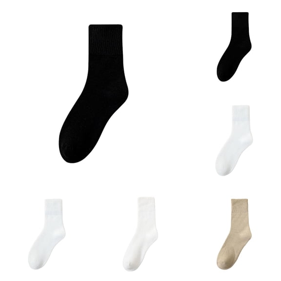 CXHEGBEJ 6 Pairs Womens Crew Socks Thin Seamless Mid Length Soft Cozy Casual Winter Thick Warm Above Ankle Socks Multicolor