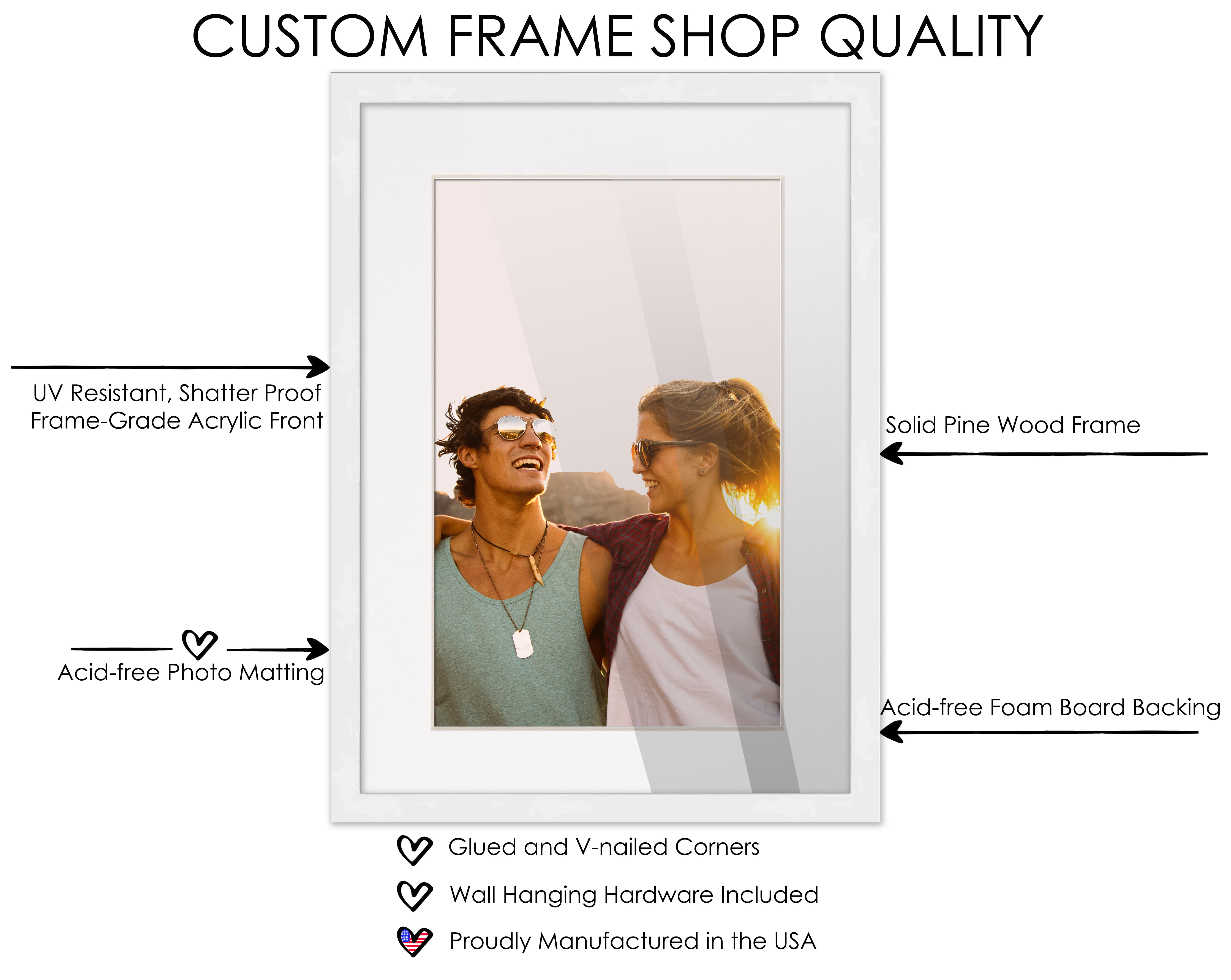 Matted Picture Frame, with 6x9 Opening and 1 Border