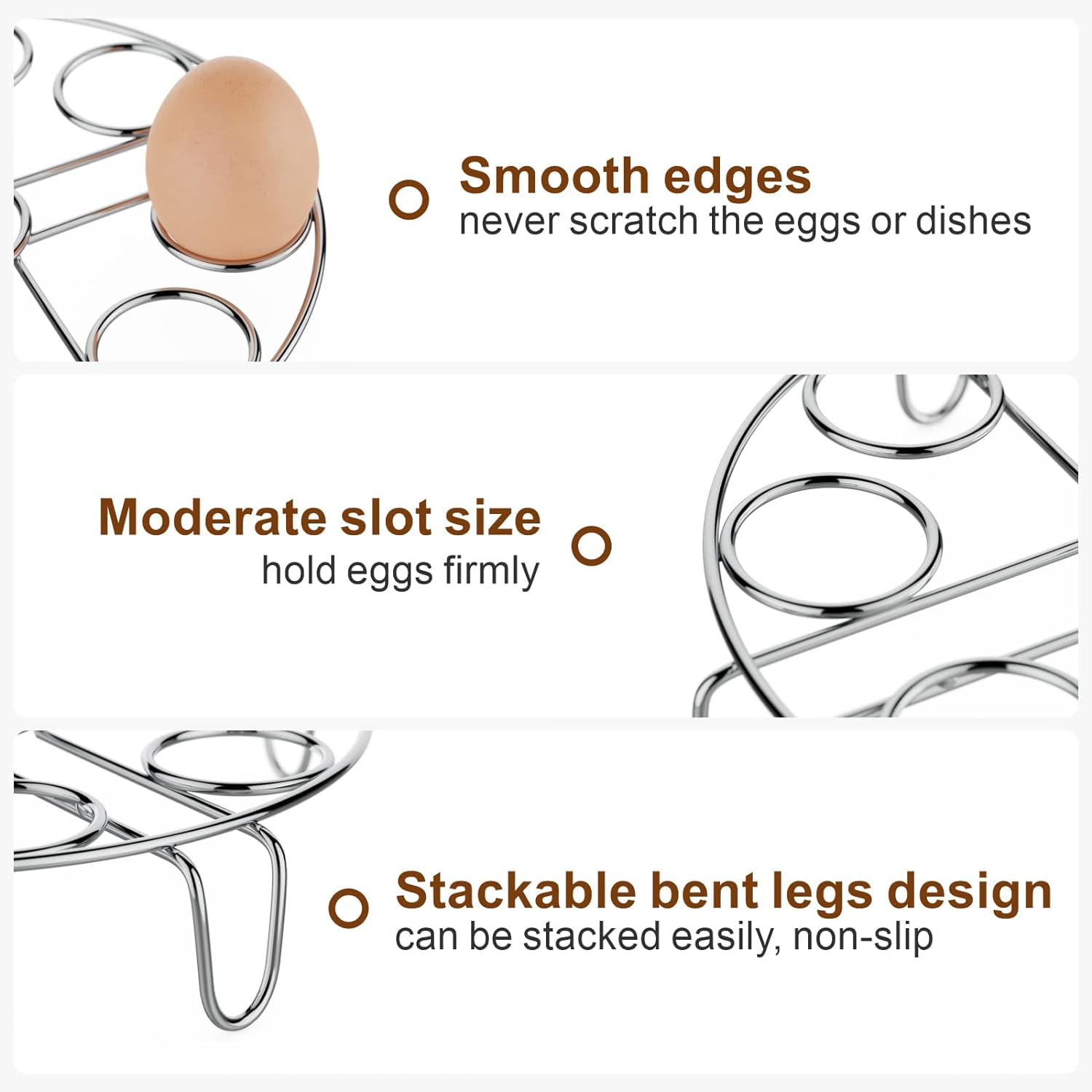 Egg Steamer Rack - Stainless Steel Trivet for 8 Quart Pressure Cooker, Cooks 18 Eggs, Stackable Insert Instant Pot Accessories, 7.87 Inch, 2 Packs