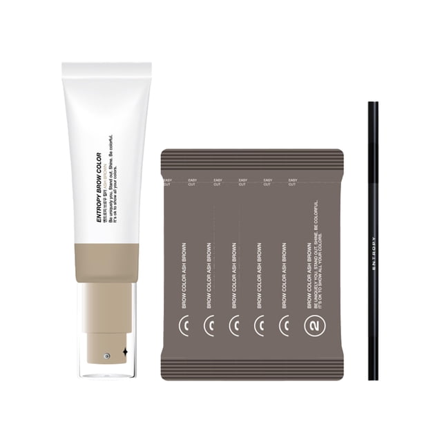 ENTROPY MAKEUP Brow Color #Ash Brown - Kit de tinte de cejas de larga duración para cejas de apariencia natural Hasta 4 semanas Nutritivo extracto de aloe vera y moringa 6 aplicaciones Fácil de usar