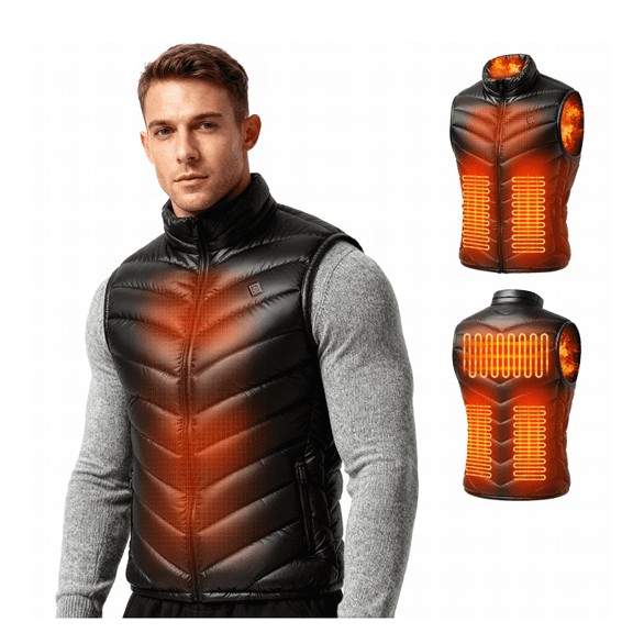 Unisex USB Heated Down Zip-Up Vest, Lightweight Warm Electric Sleeveless Jacket for Men Women Outdoor HikingCamping.