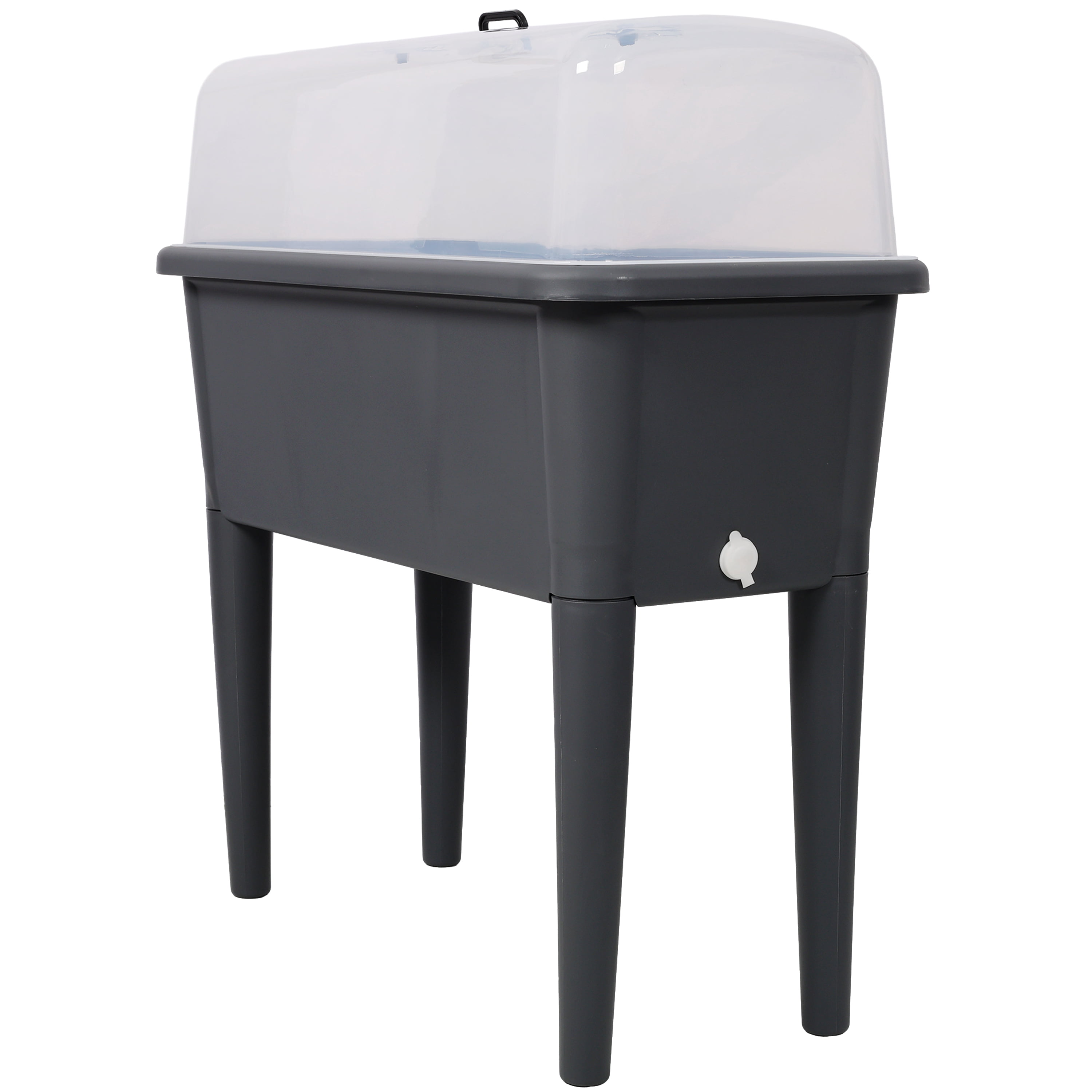 Self-Watering Raised Garden Bed, Elevated Planter Box with Ventilated Transparent Greenhouse Lid & Removable Legs for Vegetables and Flowers