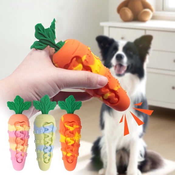 Easter Carrot Dog Chew Toy, Durable Noise-Making Toy for Teeth Grinding and Boredom Relief, Tough Non-Toxic Easter Toys that Makes Sounds, Perfect for Dogs to Play and Exercise, 6*2in, Green