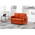 thumbnail image 2 of Convertible Sleeper Sofa Bed, Modern Loveseat Couch with Pull Out Bed, Small Love Seat Futon Sofa Bed with Headboard, Pillows, Storage Space & Side Pockets  for Living Room (Orange), 2 of 9
