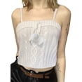 thumbnail image 1 of Women Y2k Cut Out Knit Camis Spaghetti Strap Crop Top Slim Fit Backless Camisole Mini Vest Harajuku Streetwear White, 1 of 6