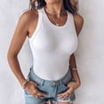 thumbnail image 3 of CHICME Womens Built in Bras Tank Tops Sleeveless Casual Shirts Racerback Ribbed Tank Top White-S, 3 of 8
