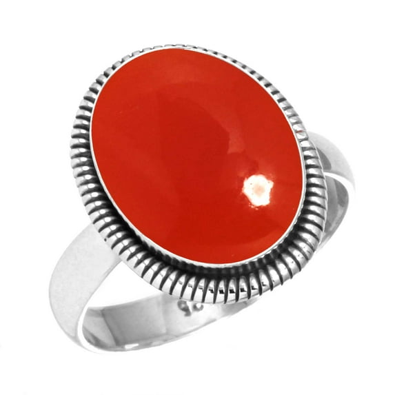 925 Sterling Silver Ring For Women - Teens Orange Genuine Carnelian Gemstone Silver Ring August Birthstone Handmade Silver Ring Size 10.5 Birthday Gift For Ladies 925 Silver Gemstone Jewelry