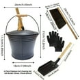 thumbnail image 3 of Metal Ash Bucket with Lid And Tools, 2 Gallon Fireplace Ash Can with Shovel, Brush, And Heat-Resistant Gloves, Ash Container for Wood Stove, Fire Pit, And Grill Ciozy, 3 of 5