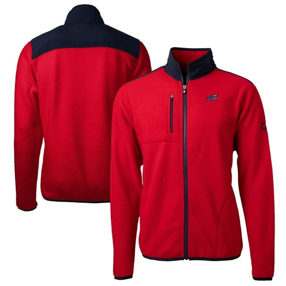 Men's Cutter & Buck Red Buffalo Bills Big & Tall Cascade Eco Sherpa Fleece Full-Zip Jacket