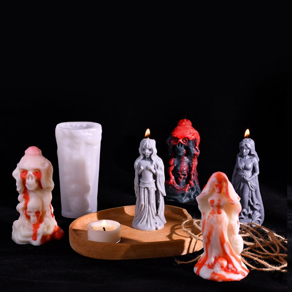 ZPAQI 4Pcs Scary Bride Silicone Candle Molds for Making Candle