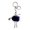 Navy Pom Pom, variant on Wrapables Hanging Fashionista Doll Keychain, Crystal Rhinestone Keyring Bag Charm, Silver