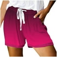 thumbnail image 2 of Clearance Womens Shorts Summer Gradient Print Elastic Waist Drawstring With Pockets Straight Leg Shorts Workwear, 2 of 5