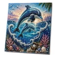thumbnail image 2 of Underwater Dolphins Diamond Art Kit, with Frame Crystal Rhinestone Canvas for Home Wall Decor Relaxing DIY Craft Gift, Gifts for Family and Friends(Dolphins), 2 of 8