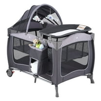Pamo Babe Unisex Portable Baby Play Yard Include Wheels, Canopy, Changing Table for Newborn(Grey)