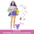 thumbnail image 5 of Barbie Extra Fashion Doll with Wavy Lavender Hair, Colorful Butterfly Sweater, Accessories & Pet, 5 of 7