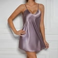 thumbnail image 2 of Gvdentm Women'S Sleepwear Women's Nightgown Satin Sleepwear V Neck Chemise Side Slits Nightie Sleeveless Sleepdress Purple,L, 2 of 8