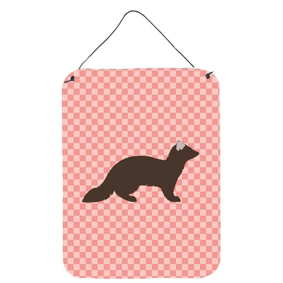 Caroline's Treasures BB7869DS1216 Sable Marten Pink Check Wall or Door Hanging Prints, 12x16, multicolor