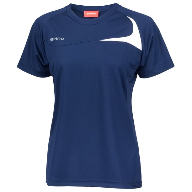 Spiro- Camiseta de deporte Dash Performance para chica/mujer (Azul marino/ Blanco)
