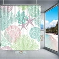 thumbnail image 2 of Nautical Coastal Waterproof Fabric Shower Curtain Starfish Seashell Coral Beach Themed Bath Curtain Ocean Shower Curtains for Bathroom with 12 Hooks, 72x72, Pink, 2 of 5