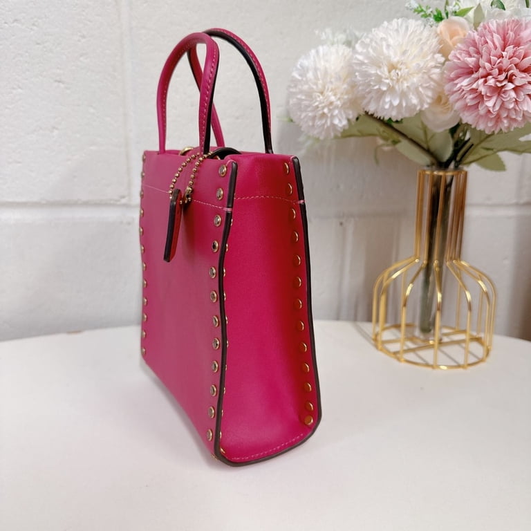 NEW CASHIN MINI HYACINTH PINK CRYSTAL RIVETS MINI TOTE CE729  Mini Cashin Tote With Crystal Rivets main image 1