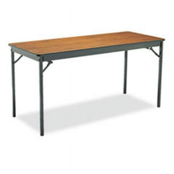 BRK Special Size Rectangular Folding Table, Walnut & Black - 60 x 24 x 30 in.