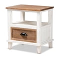 thumbnail image 1 of Baxton Studio Glynn Two-Tone White and Oak Brown Wood 1-Drawer End Table, 1 of 9