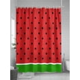 thumbnail image 5 of Watermelon Shower Curtain Set, Waterproof Shower Curtains for Bathroom, Black Polka Dots Green Summer Fruits Washable Fabric Cloth Bath Curtain for Bathtub Decoration with Hooks 72x78 Inches, 5 of 6