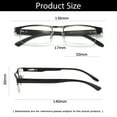 thumbnail image 4 of 1 Pair Mens Rectangular Metal Half Frame Reading Glasses Spring Hinge Black Readers +2.00, 4 of 6