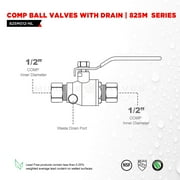 Midline Valve 947234M Premium Brass Full Port Ball Valve with Drain, 1/2 in. Compression Connections
