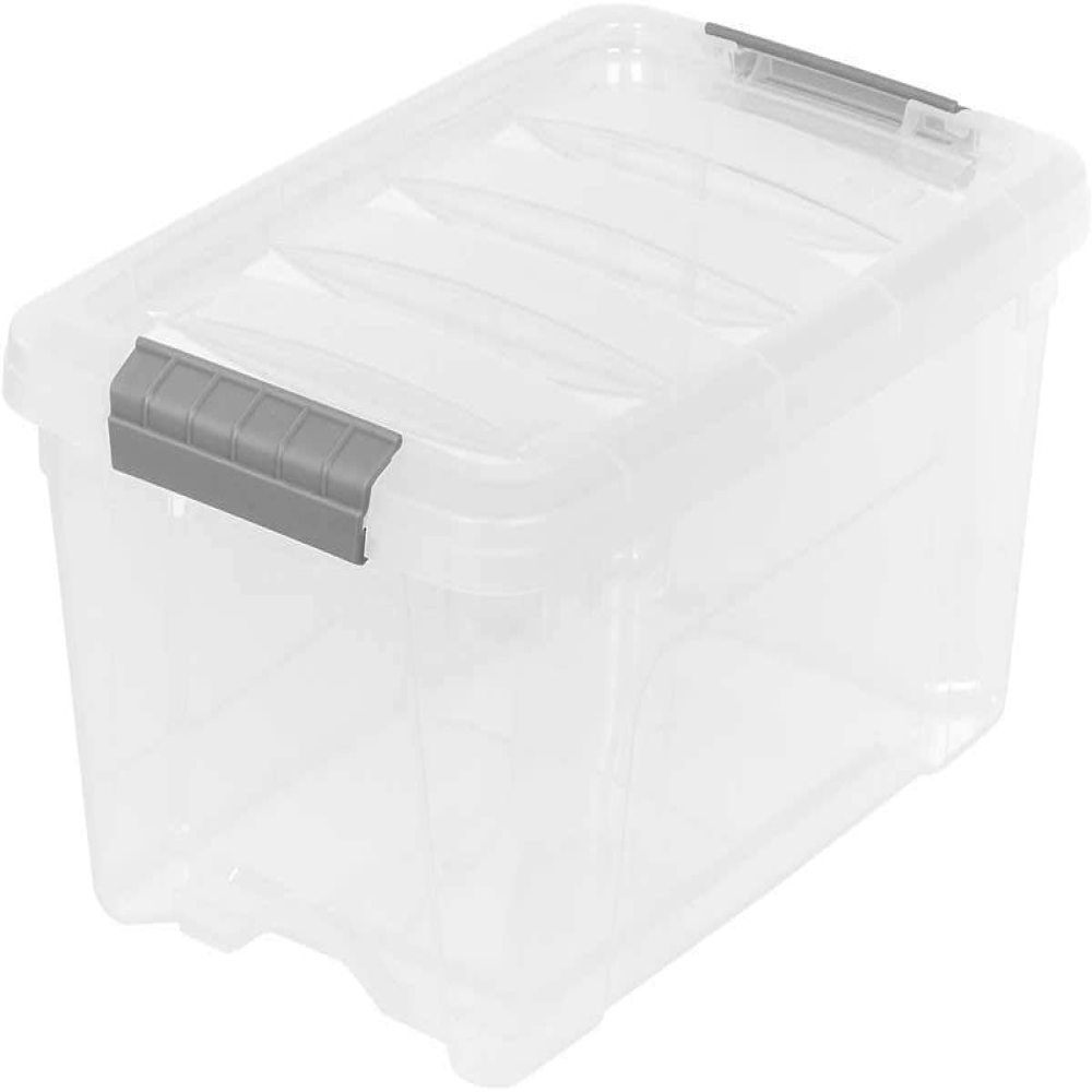 "iris Buckle Up Storage Box, 12.9 Quart, Clear, 4 Count"