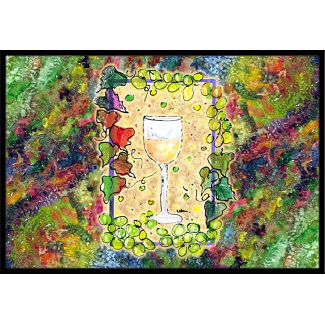 Carolines Treasures 8617MAT 18 x 27 Po Verre à Vin Blanc et Raisins Tapis Intérieur Ou Extérieur