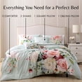 thumbnail image 3 of Bebejan Rose On Misty Green 5 Piece Comforter Set, Queen, 100% Cotton Sateen, Reversible, All Season, Cozy Comfort, 3 of 10