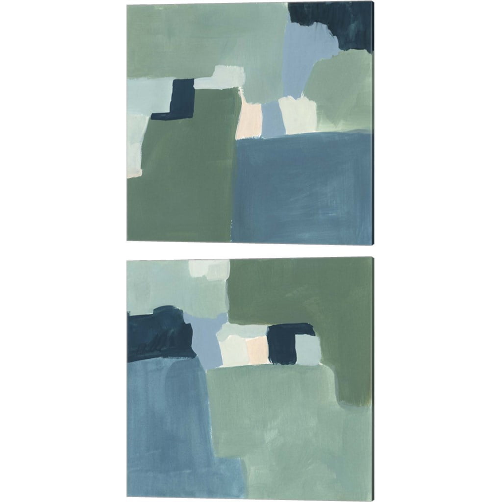 Teal and Sage Abstract 2-Piece Canvas Art Set