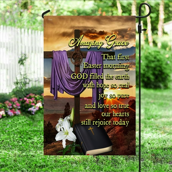Easter Flag, Amazing Grace Jesus Christian Cross QNV32F - House Flag (29.5" x 39.5")