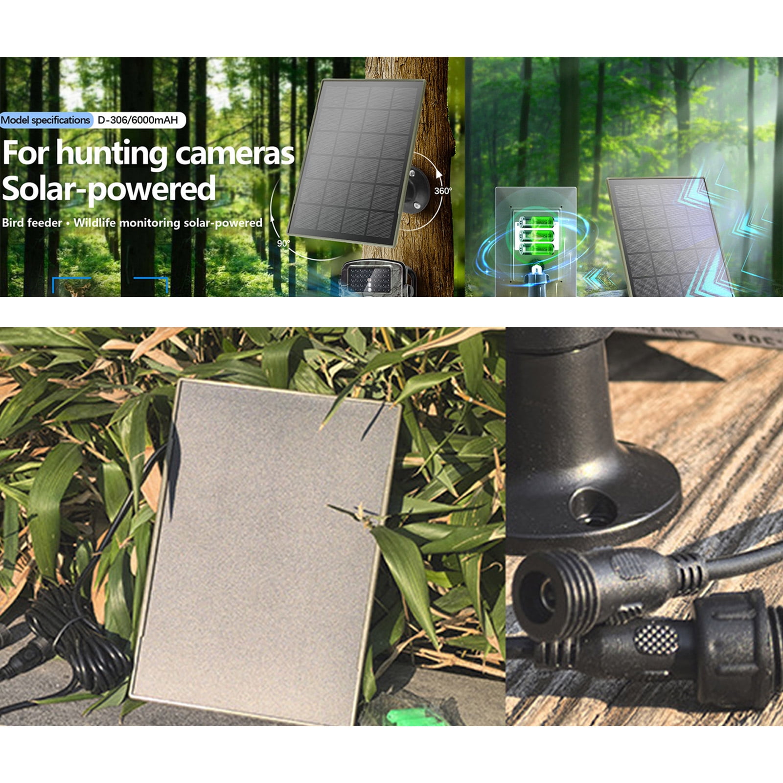 IP66 Waterproof Trail Camera Solar Panel 6000Mah 3W 5V Power Supply For Hunting Cameras Accessories