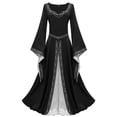 thumbnail image 2 of UPPADA Medieval Gothic Gown Women Renaissance Witch Maxi Dress Square Neck Bell Sleeves Halloween Masquerade Ball Dresses Black,L, 2 of 7