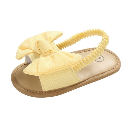 

OVTICZA Baby Toddler Girl Boy Non-Slip Summer Sandals First Walkers Shoes Bowknot Elastic Slippers Yellow 13