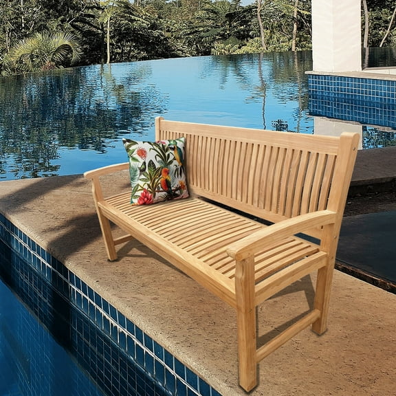 Seven Seas Teak El Mar Outdoor Patio and Garden Bench, A-Grade Teak Wood, 5 Foot