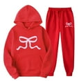 thumbnail image 2 of VBTAPA Women's 2 Piece Outfits Bow Print Hoodie Sweatsuit Sets Oversized Hooded Sweatshirt and Jogger Sweatpants Casual Tracksuit Jogging Suits with Pockets Clearance Sale Red M, 2 of 4