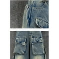 thumbnail image 5 of EnJoCho Kids Cargo Denim Jeans Straight Wide Leg Baggy Pants Girls Boys Casual Washed Black Trousers Hiphop Streetwear Elastic Waist Comfort Jeans Pants, 5 of 8