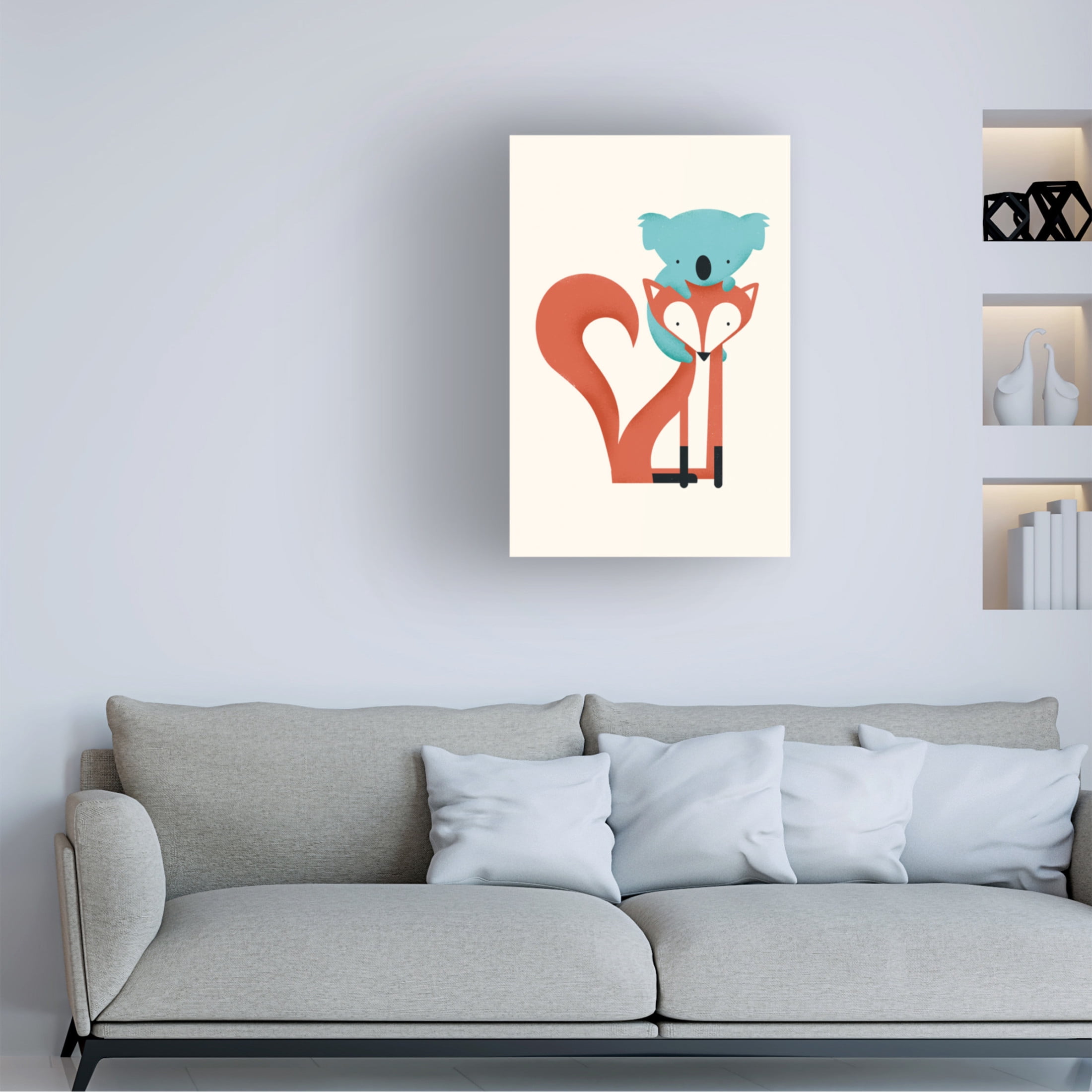 Canvas Wall Art - Jay Fleck 'Fox & Koala' Wall Art for Living Room, Bedroom, or Office Décor by Trademark Fine Art - 22 x 32 Inches