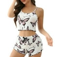 thumbnail image 2 of ZHENHONG Pajamas for Women, Sexy Pajama Set With Butterfly Print Strappy And Short Pants, Women's Sleepwear Pink, 2 of 3