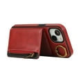 thumbnail image 4 of Wallet Case for iPhone 15, with Wrist Strap 360 Rotating Finger Ring Flip Zipper PU Leather Stand Card Slots Shockproof Drop Protective Phone Cover Girls Women Magnetic Buckle, Red, 4 of 7